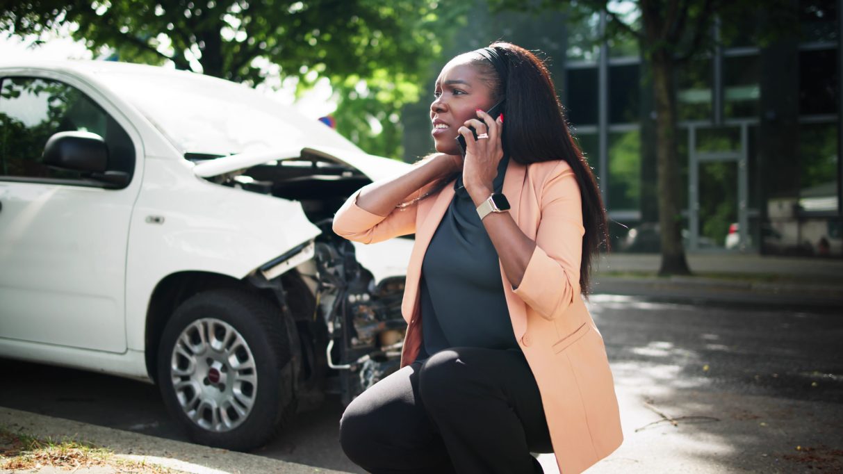 Uninsured driver accident Woman in uninsured driver accident, hit by uninsured driver